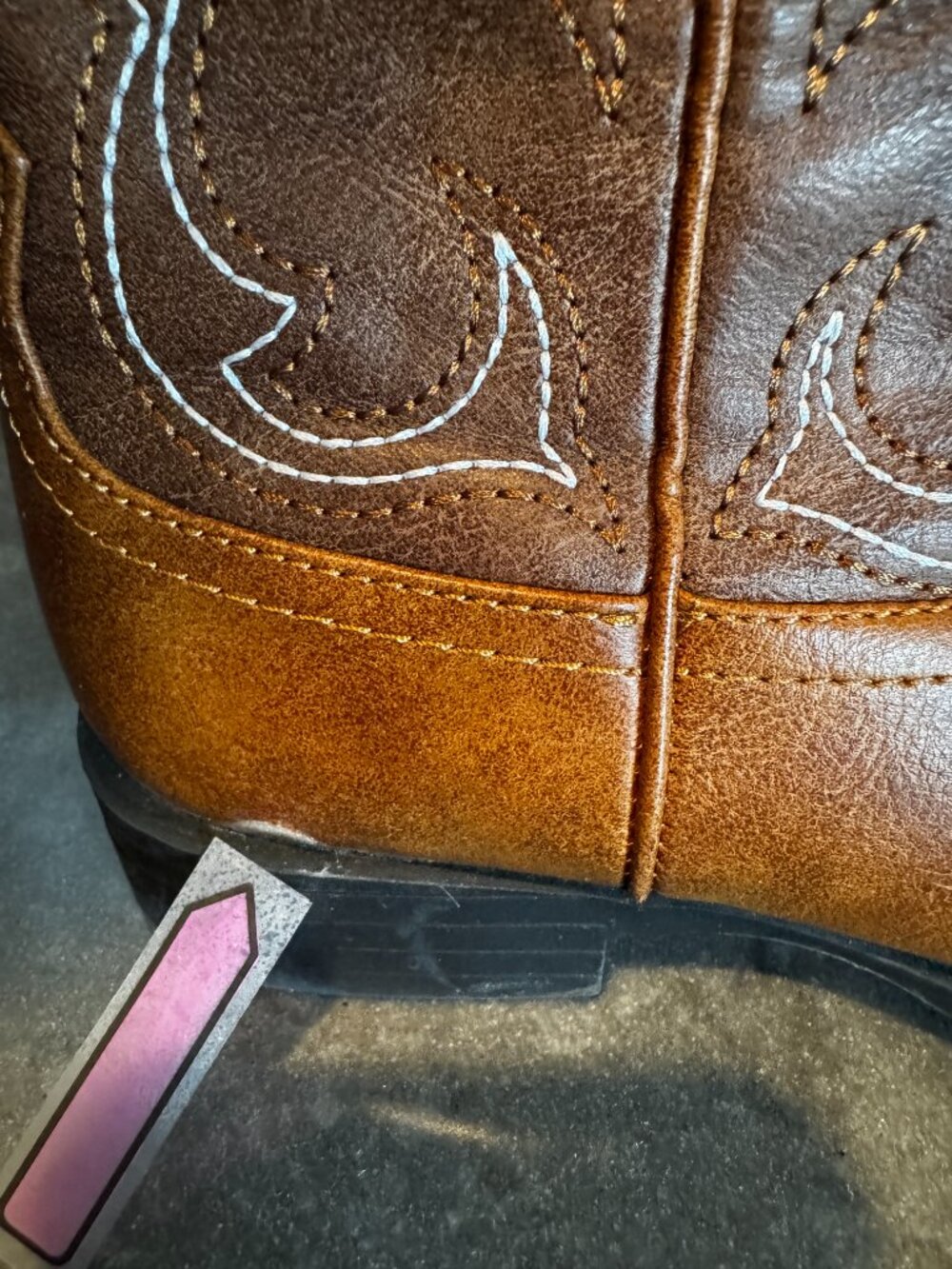 Wonder Nation Kids Cowboy Boots Size 1 Brown Faux Leather Western Unisex - Picture 8 of 8